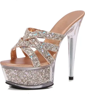 14.5CM/5.70IN Women's Exposed Toe Platform High Heels Shoes Stiletto Sandals Dress High Heeled Wedding Party Office Pumps Shoes