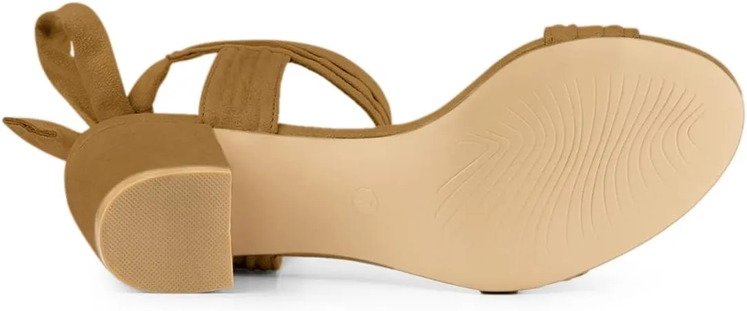 Allegra K Women Open Toe Ankle Tie Back Chunky Heel Sandals