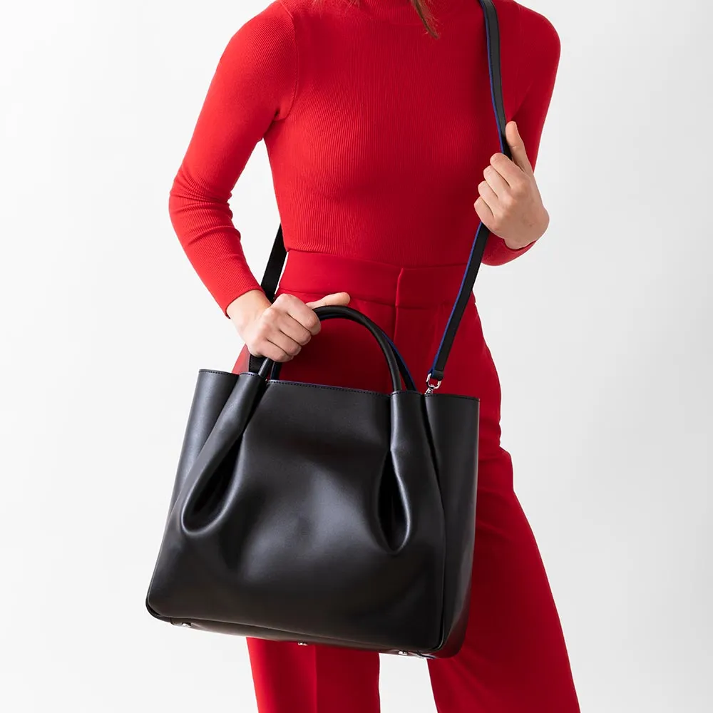 Amalfi Large Leather Tote Bag - Black