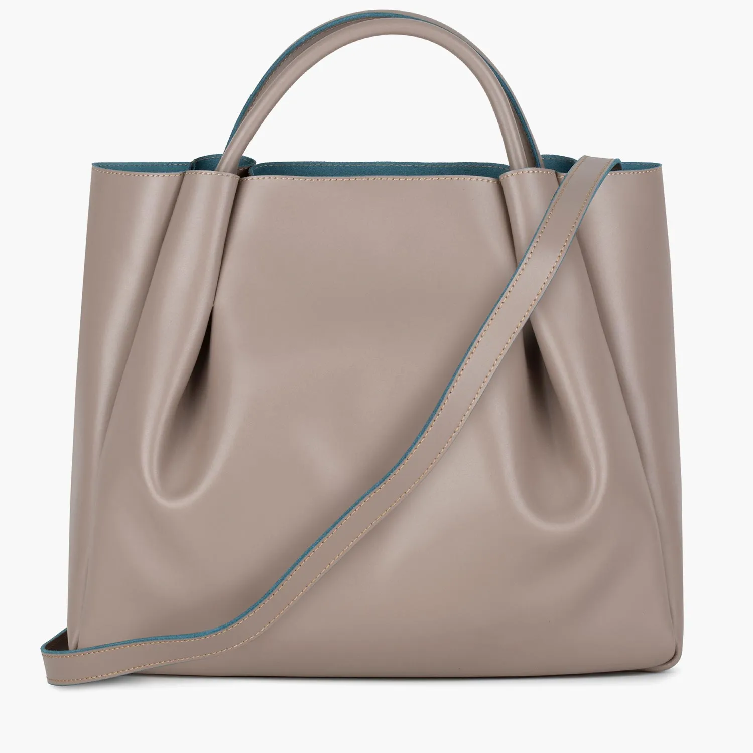 Amalfi Large Leather Tote Bag - Fango