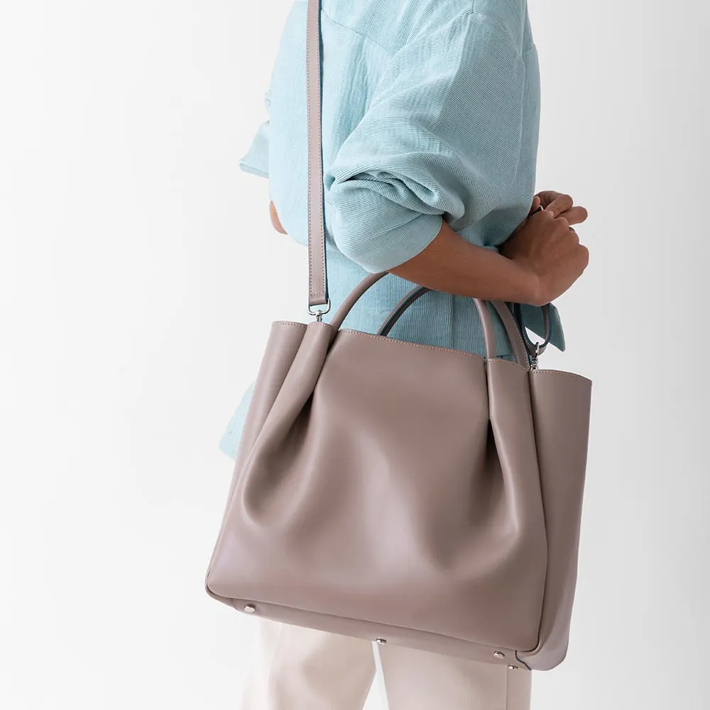 Amalfi Large Leather Tote Bag - Fango