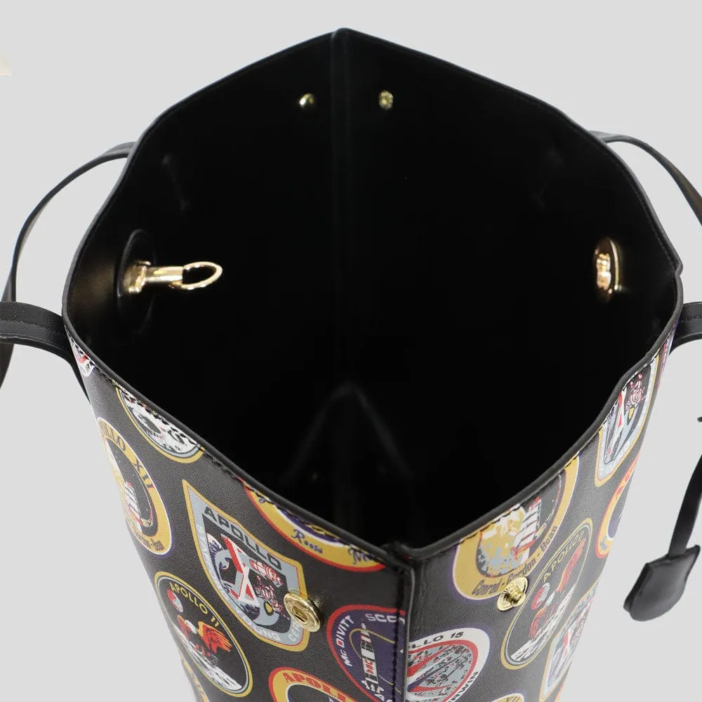 Apollo Missions Patches PU Leather Tote Bag