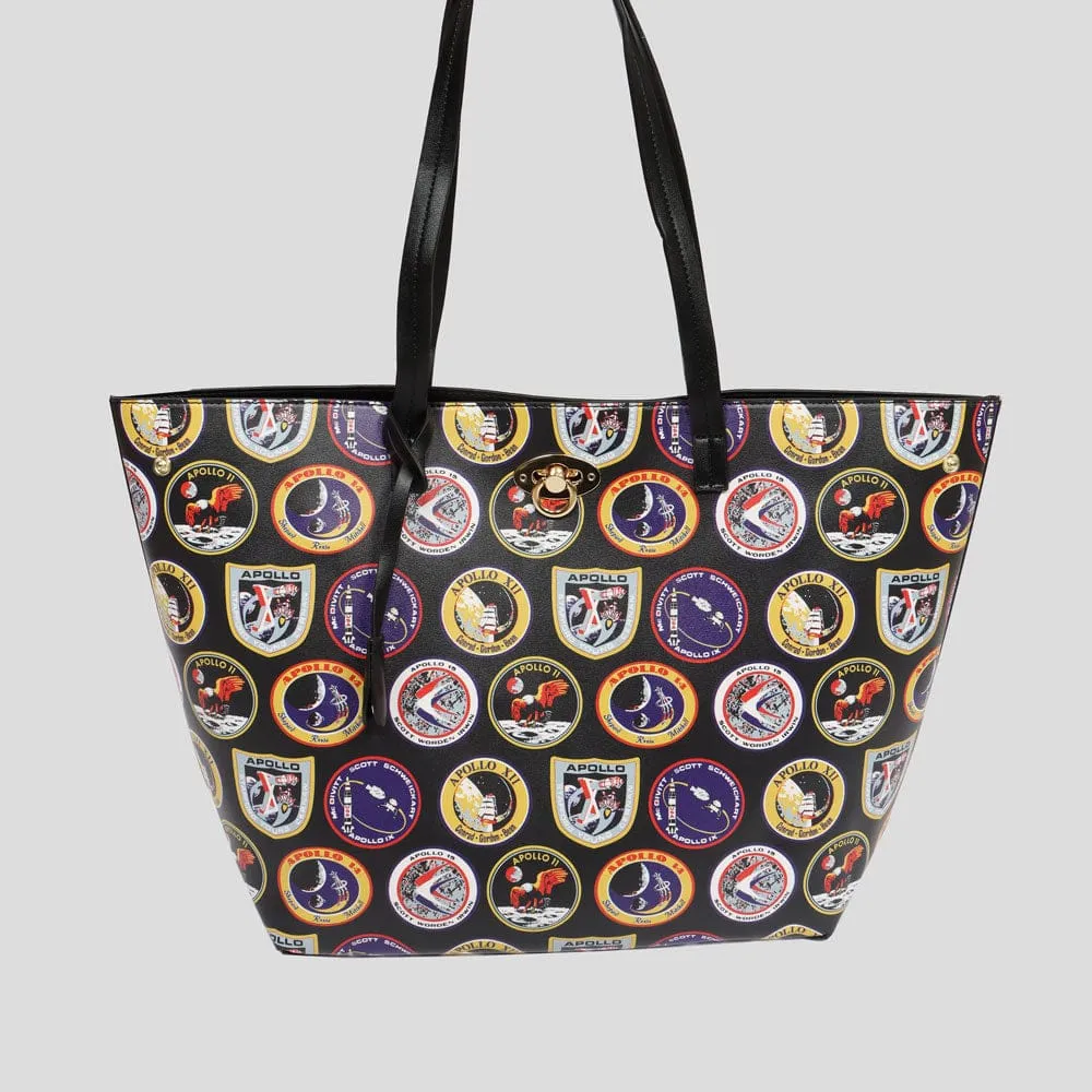Apollo Missions Patches PU Leather Tote Bag