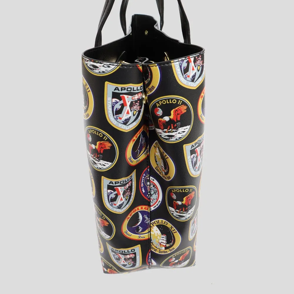 Apollo Missions Patches PU Leather Tote Bag