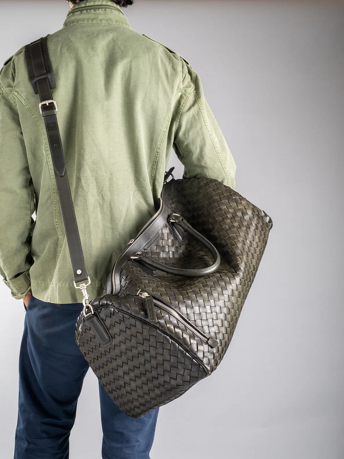 ARMOR 01 - Green Woven Leather Weekender