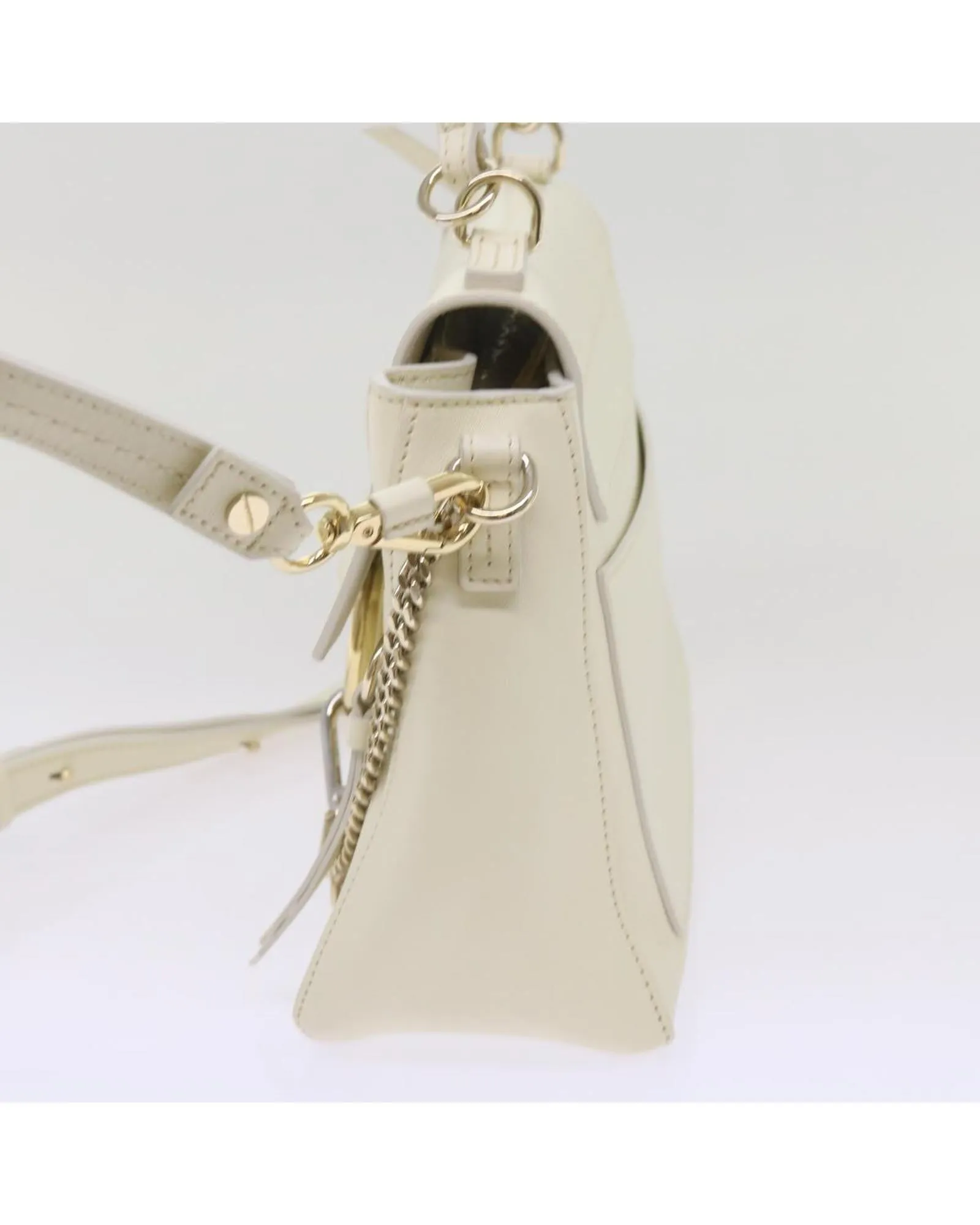 Authentic White Leather Day Handbag by Chloe Faye
