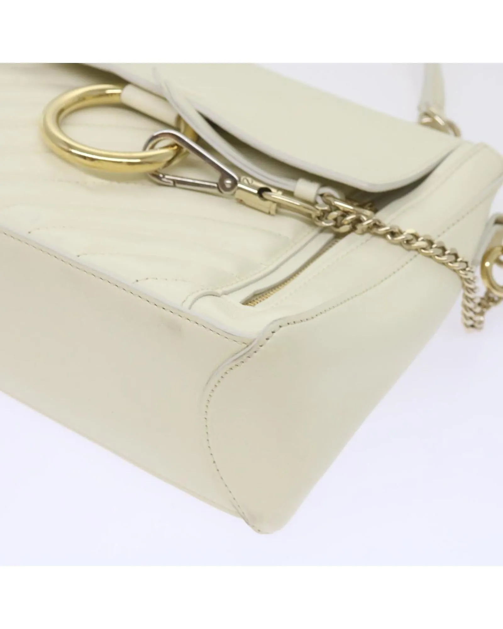 Authentic White Leather Day Handbag by Chloe Faye