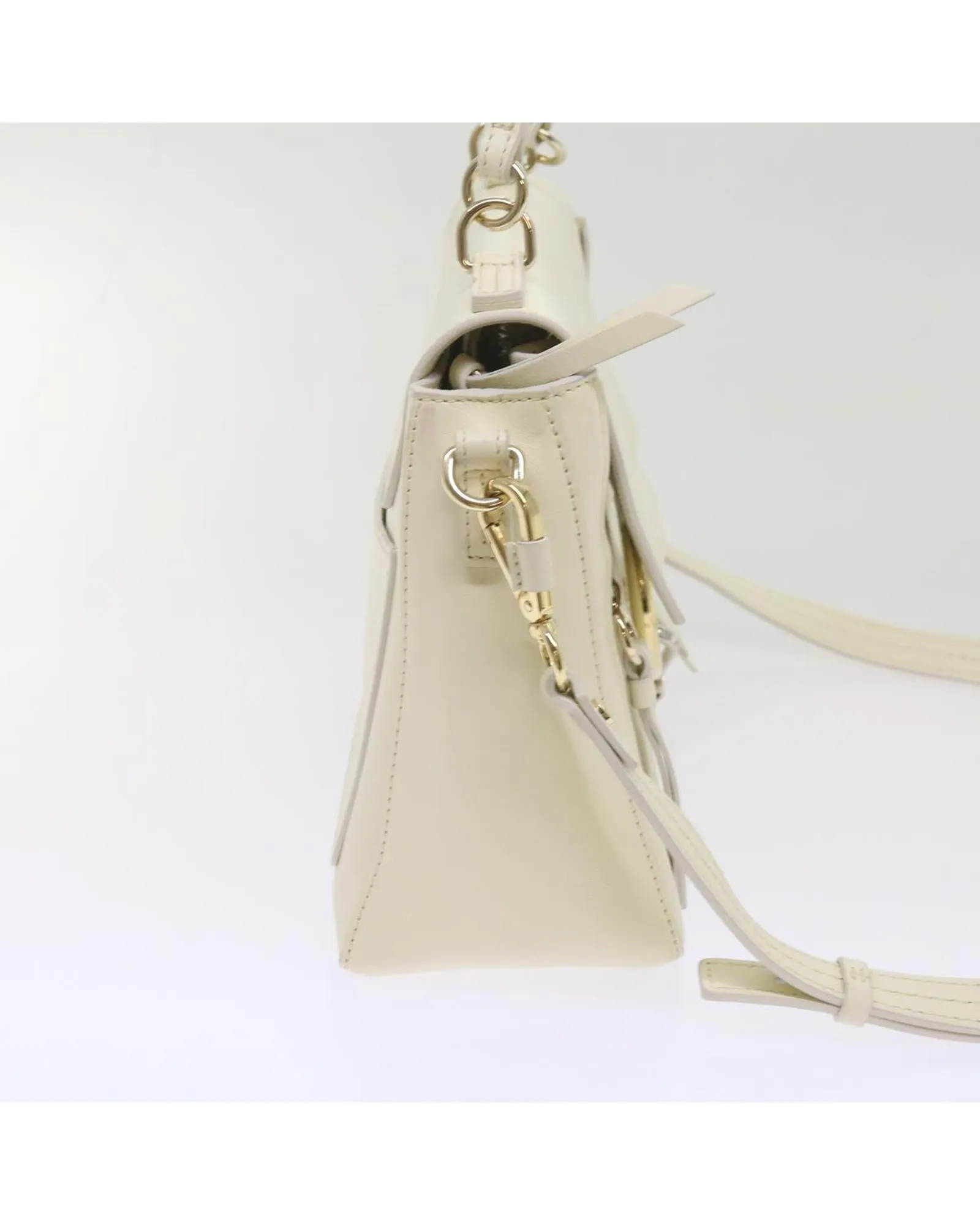 Authentic White Leather Day Handbag by Chloe Faye