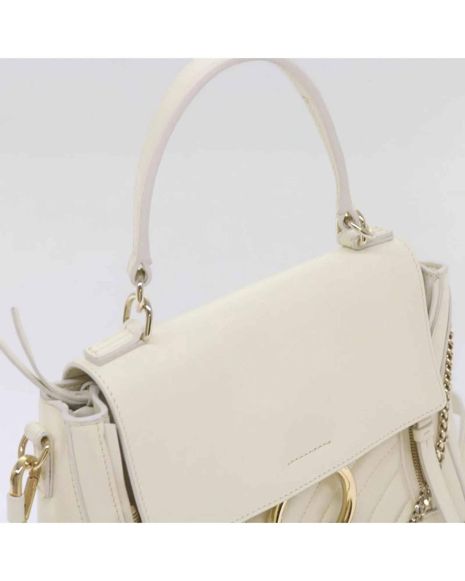 Authentic White Leather Day Handbag by Chloe Faye