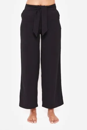 Belted Beach Trousers - Black