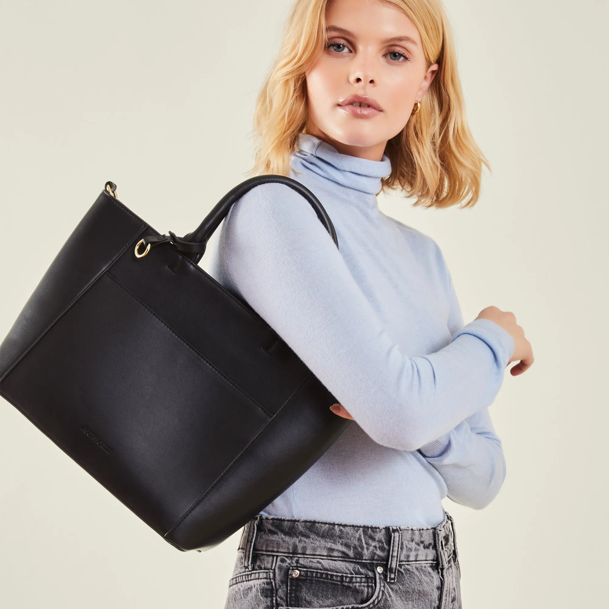 Black Monica Faux Leather Handbag