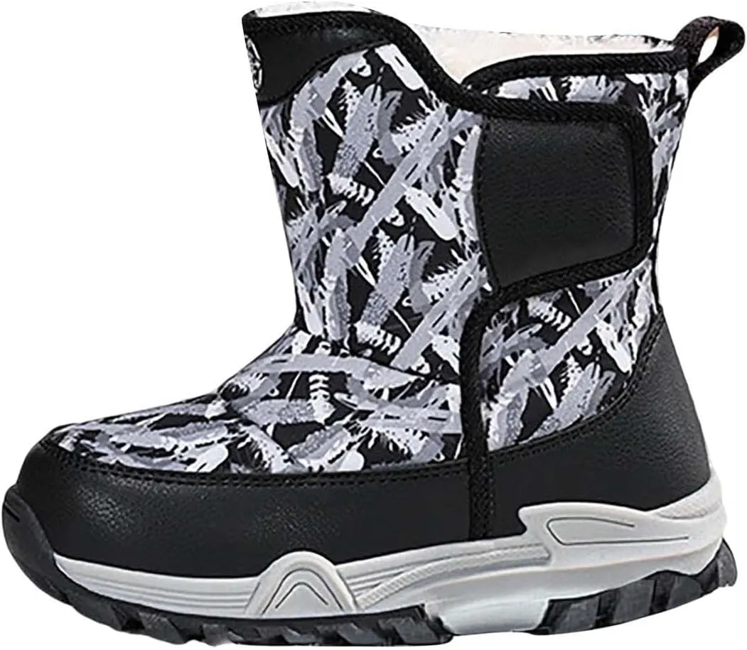 Boys Toddler Snow Boots Waterproof Resistant Winter Shoes Girls Fuzzy Boots Size 13.5 Waterproof Toddler Shoes