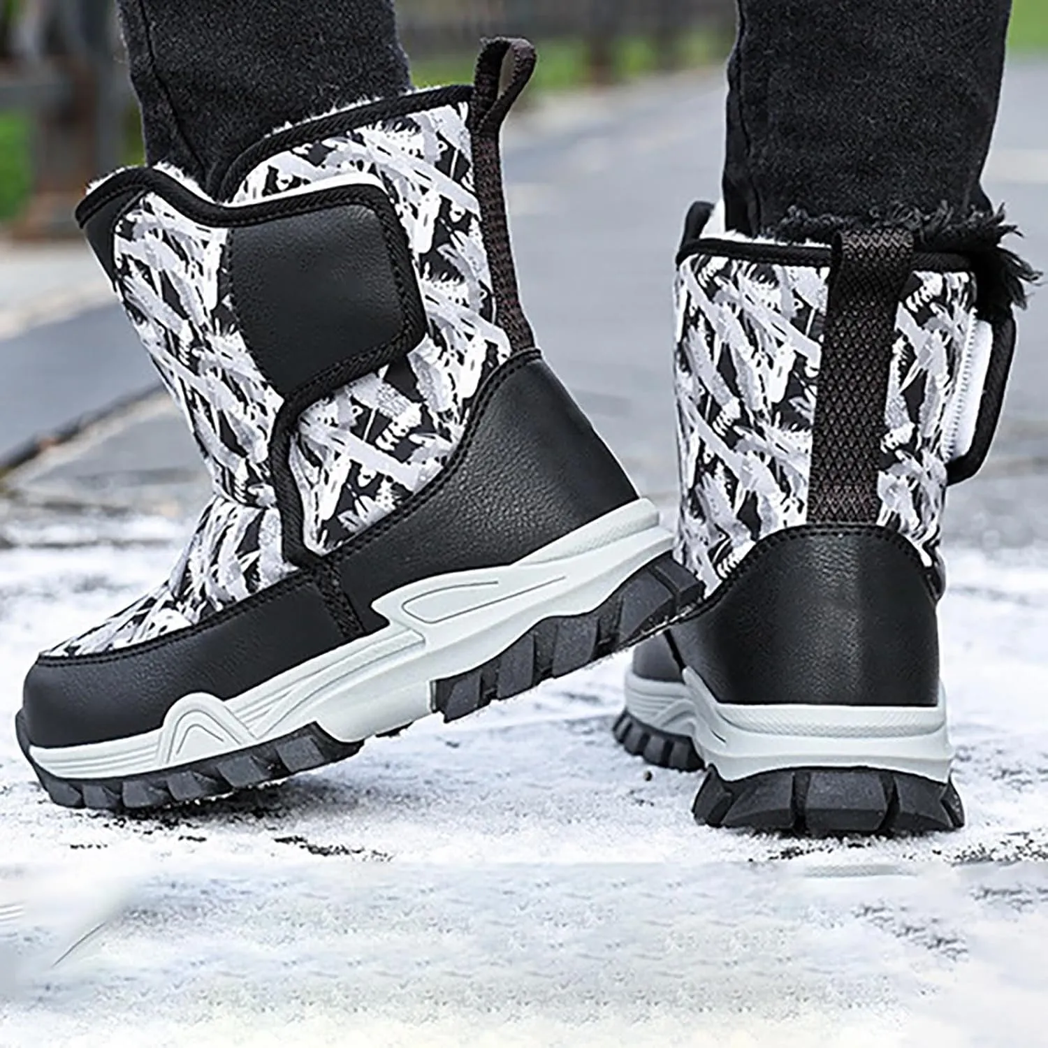 Boys Toddler Snow Boots Waterproof Resistant Winter Shoes Girls Fuzzy Boots Size 13.5 Waterproof Toddler Shoes