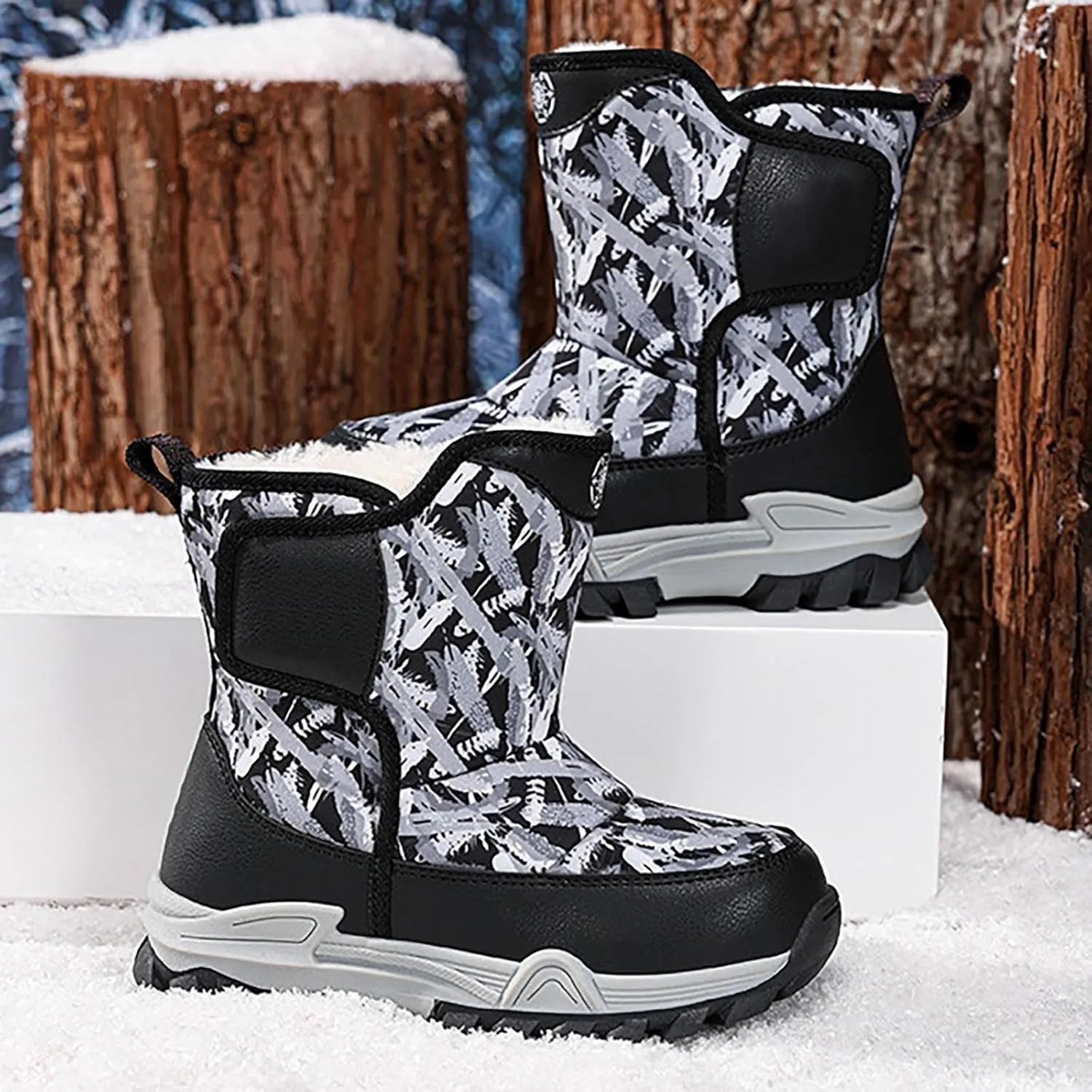 Boys Toddler Snow Boots Waterproof Resistant Winter Shoes Girls Fuzzy Boots Size 13.5 Waterproof Toddler Shoes