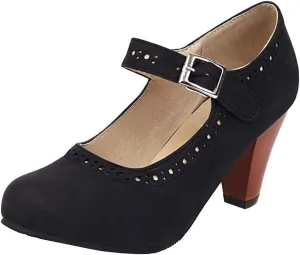 Caradise Womens Vintage Mary Jane Shoes Block Heel Ankle Strap Pumps