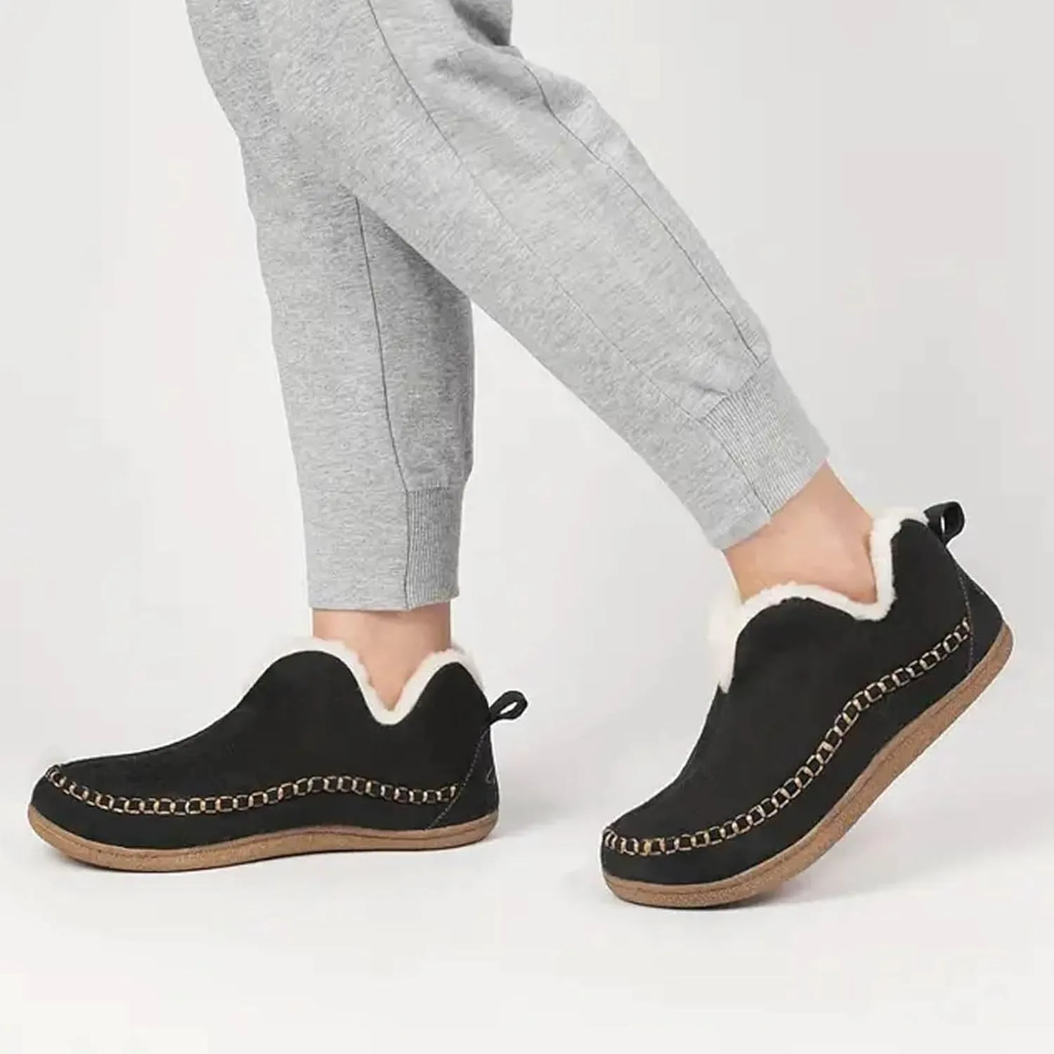 Cathalem Ankle Boots for Women Moccasin Slipper Ladies Warm Winter Indoor Outdoor House Shoes with Memory Foam