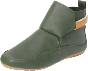 Cathalem Ankle Boots for Women No Heel,Arch Support Booties Side Zip-up Vintage Leather Damping Shoes Flat Heel Booties
