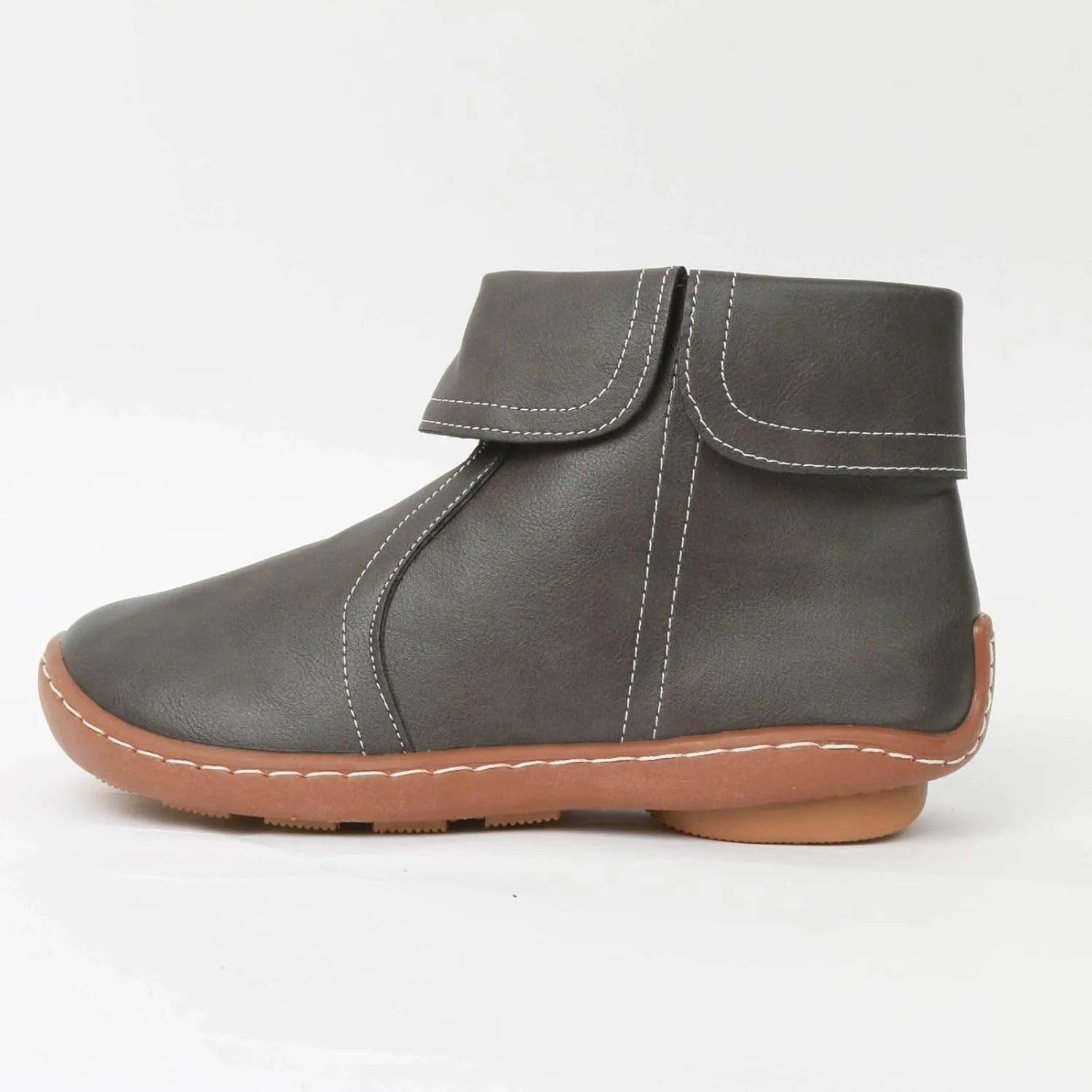 Cathalem Boots for Women, 2024 New Flat Heel Booties Arch Support Booties Side Zip-up Vintage Leather Damping Shoes