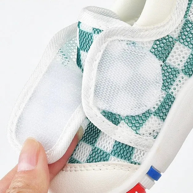 Checkerboard Mesh First Walker Sneakers