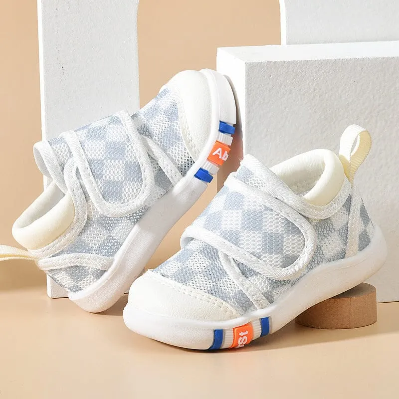 Checkerboard Mesh First Walker Sneakers