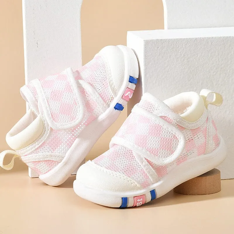 Checkerboard Mesh First Walker Sneakers