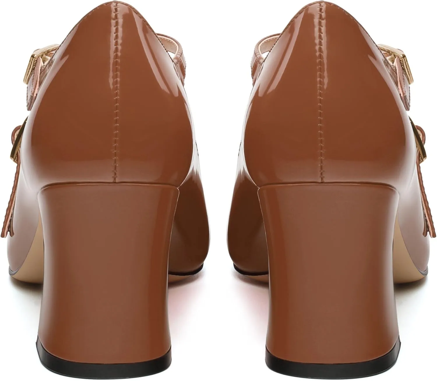 Chunky Block Heels for Women Closed Square Toe Patent Pumps Cross Strap High Heels Evening Party Dress Shoes 2.5IN