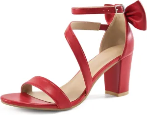Chunky Heels for Women Wedding: Comfortable Ladies Bow Heel Sandals for Prom Party - Bridal Dressy Walking Shoes