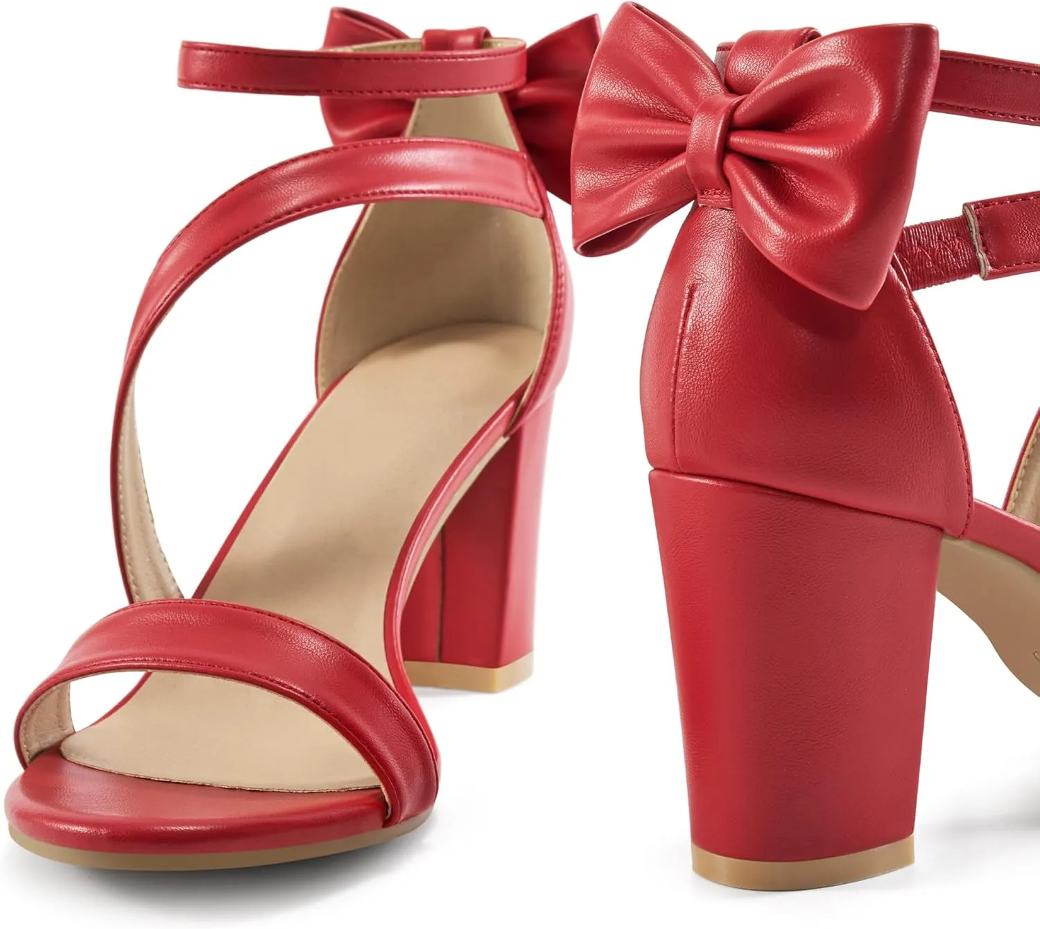 Chunky Heels for Women Wedding: Comfortable Ladies Bow Heel Sandals for Prom Party - Bridal Dressy Walking Shoes