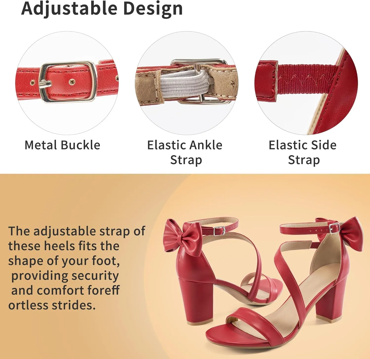 Chunky Heels for Women Wedding: Comfortable Ladies Bow Heel Sandals for Prom Party - Bridal Dressy Walking Shoes