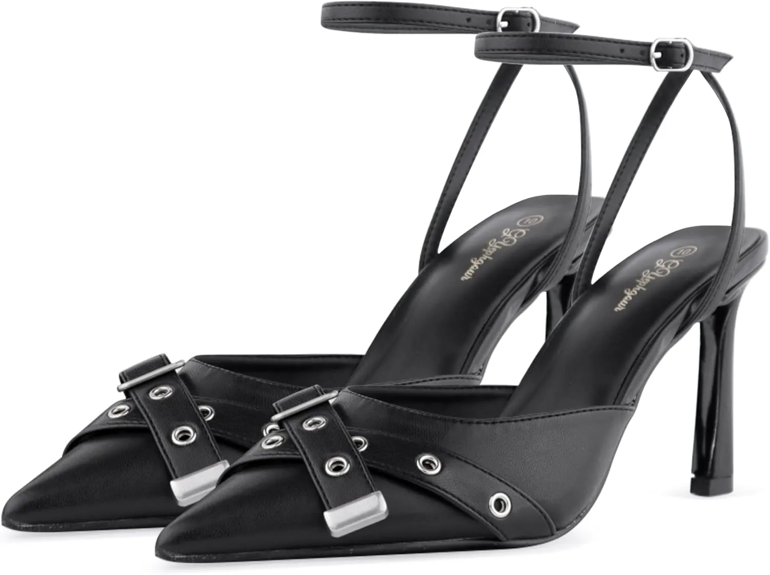 Closed Toe Ankle Strap Heels Women Pumps Pointed Toe Heeled Sandals for Women Stiletto Wedding Dress Shoes