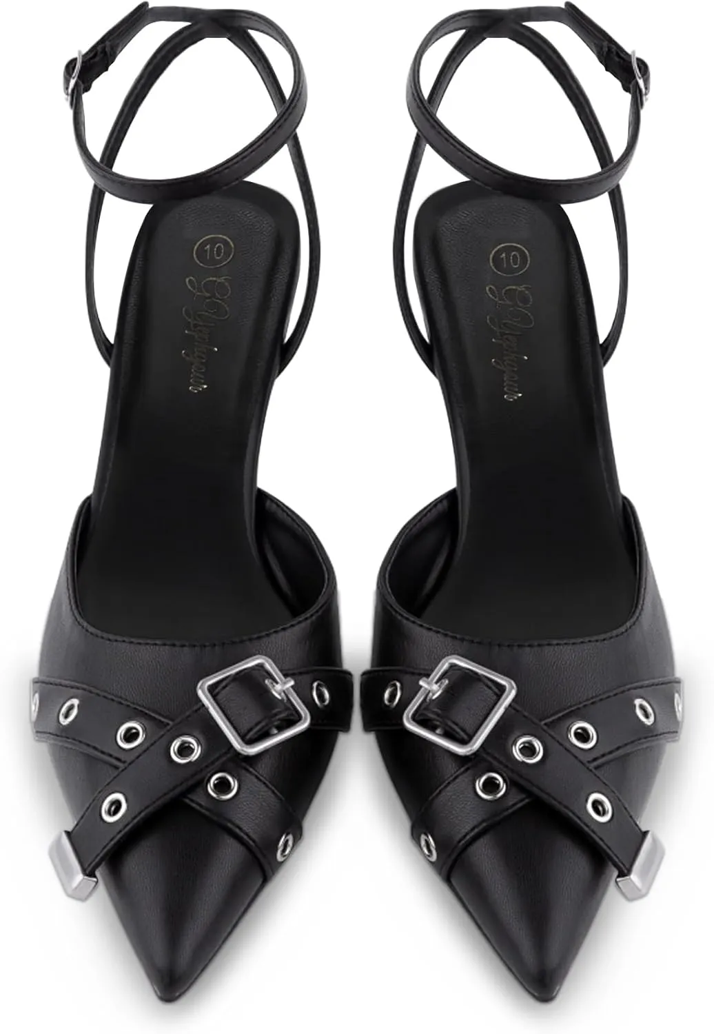 Closed Toe Ankle Strap Heels Women Pumps Pointed Toe Heeled Sandals for Women Stiletto Wedding Dress Shoes