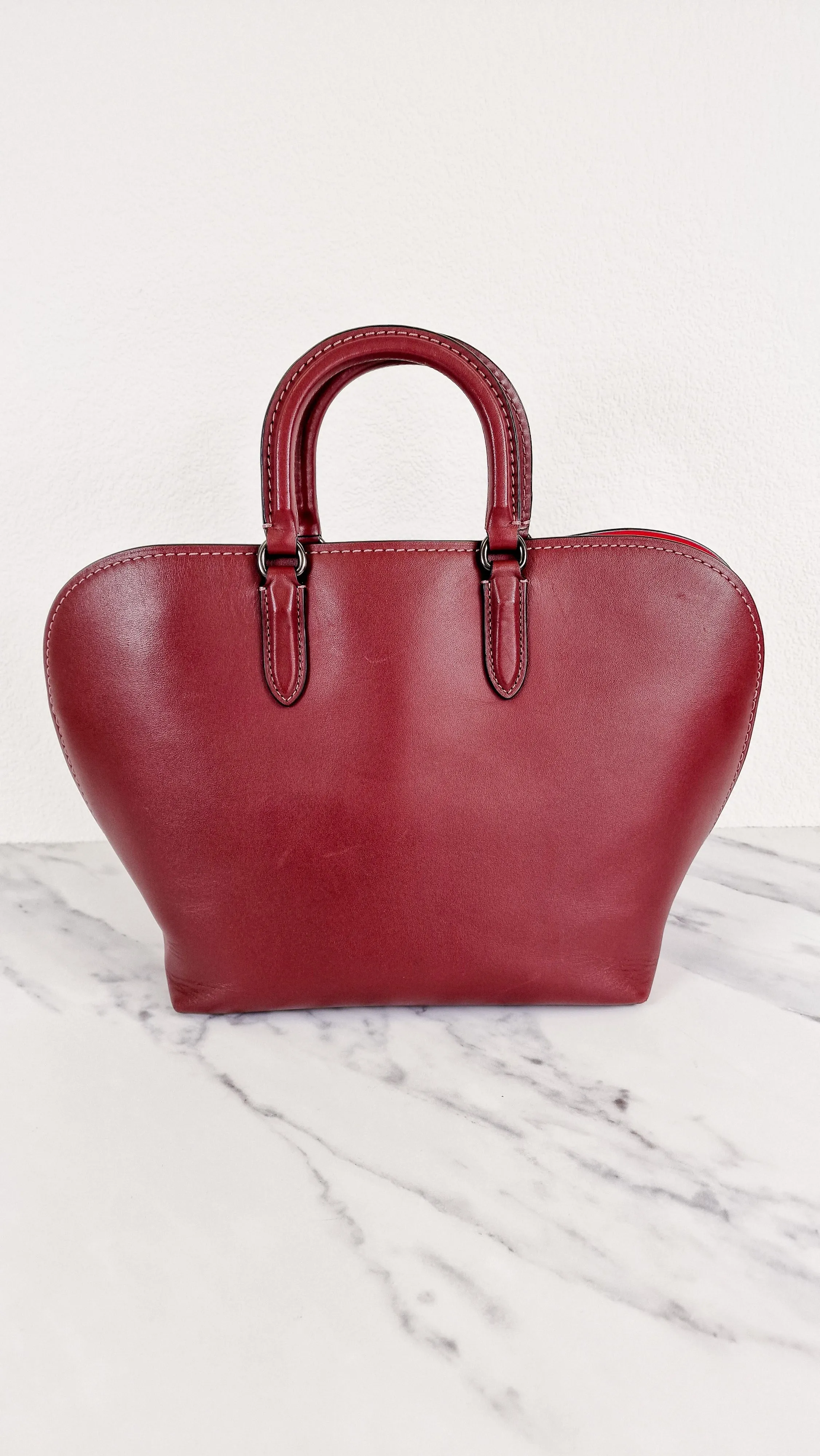 Coach 1941 Dakotah Satchel in Burgundy Red Smooth Leather - Handbag Crossbody Bag - Coach 59132