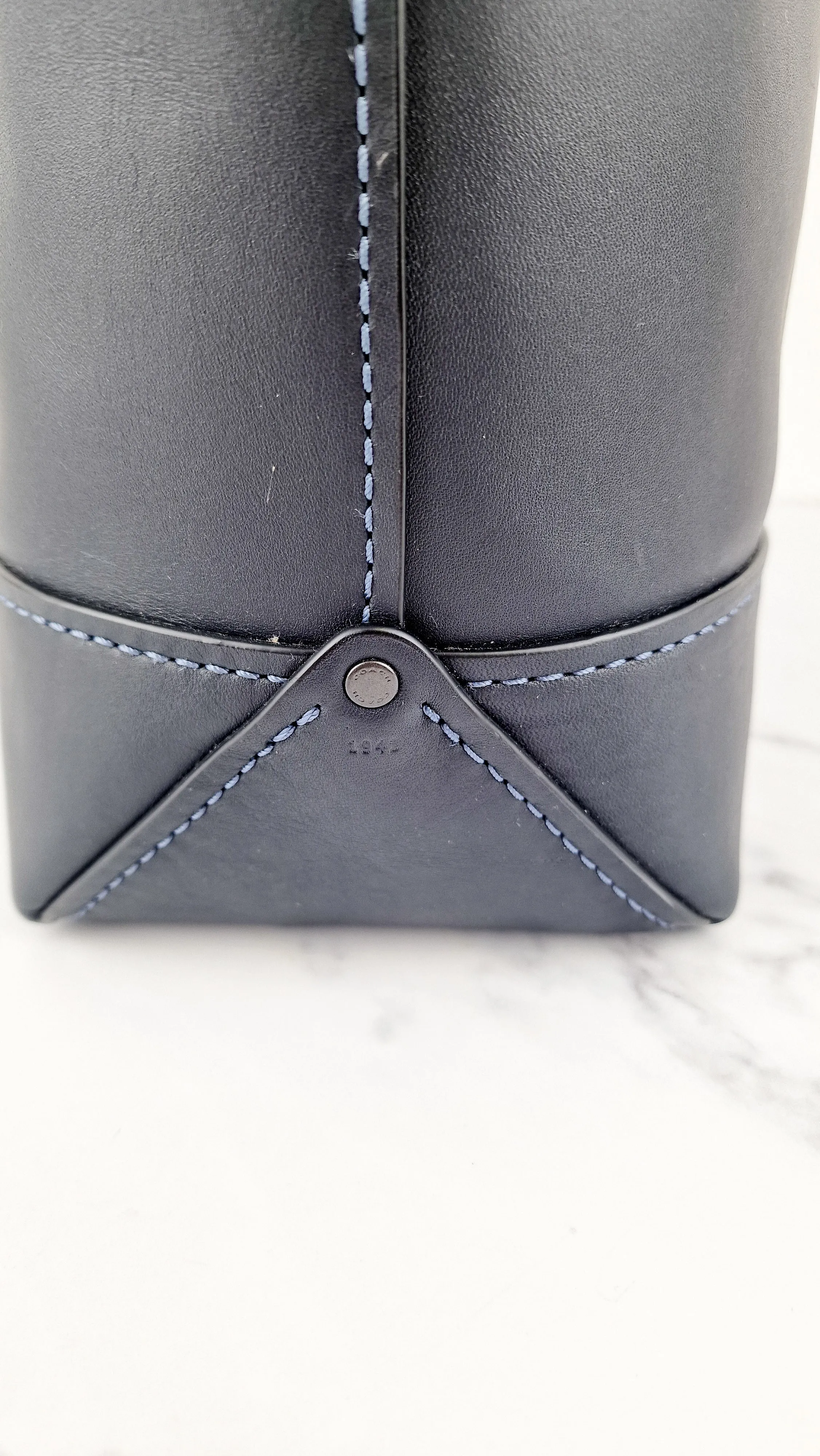 Coach 1941 Gotham Tote Rexy Bag Dark Navy Blue & Black Glovetanned Leather - Shoulder Bag - Coach 11087