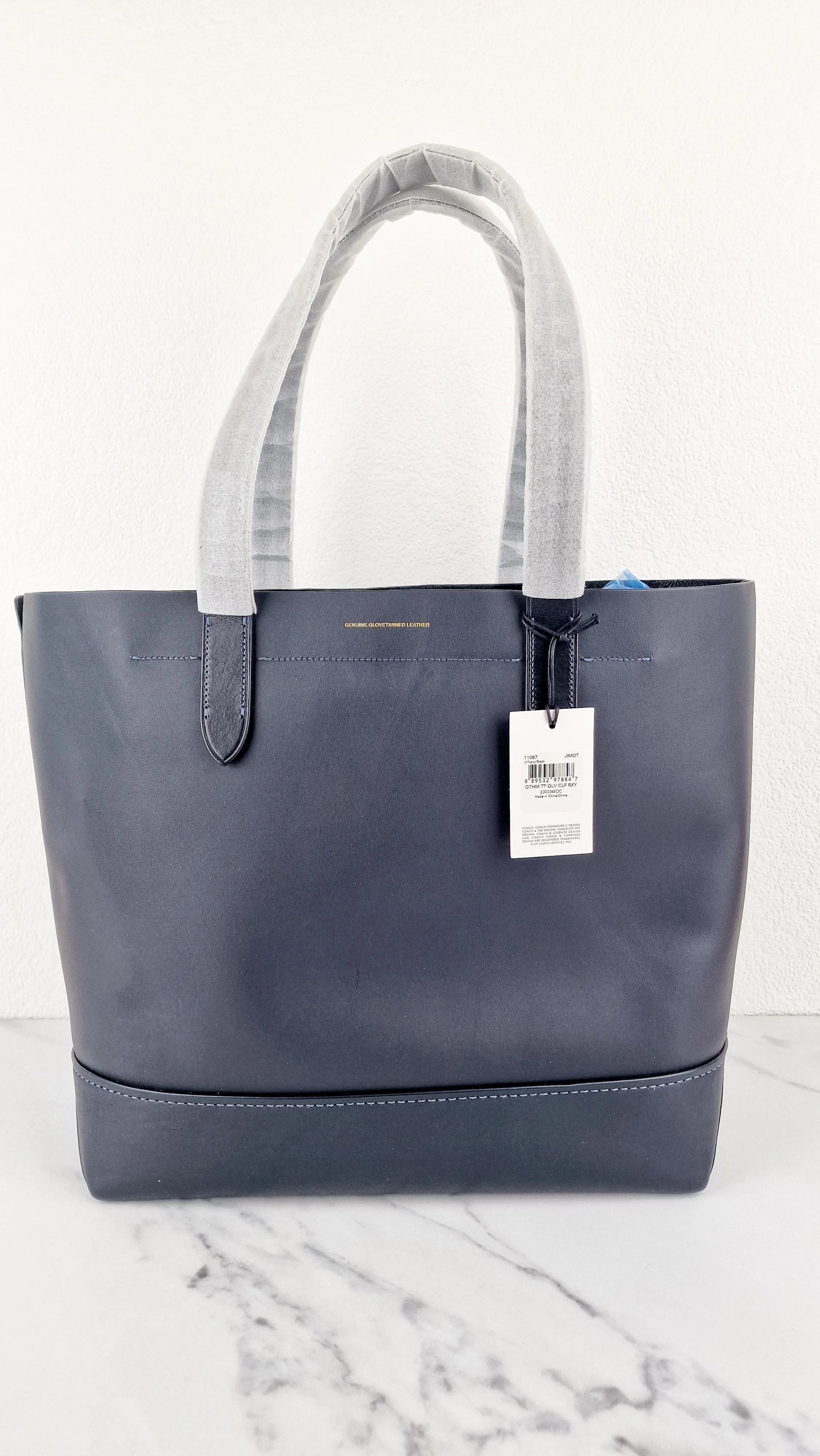 Coach 1941 Gotham Tote Rexy Bag Dark Navy Blue & Black Glovetanned Leather - Shoulder Bag - Coach 11087