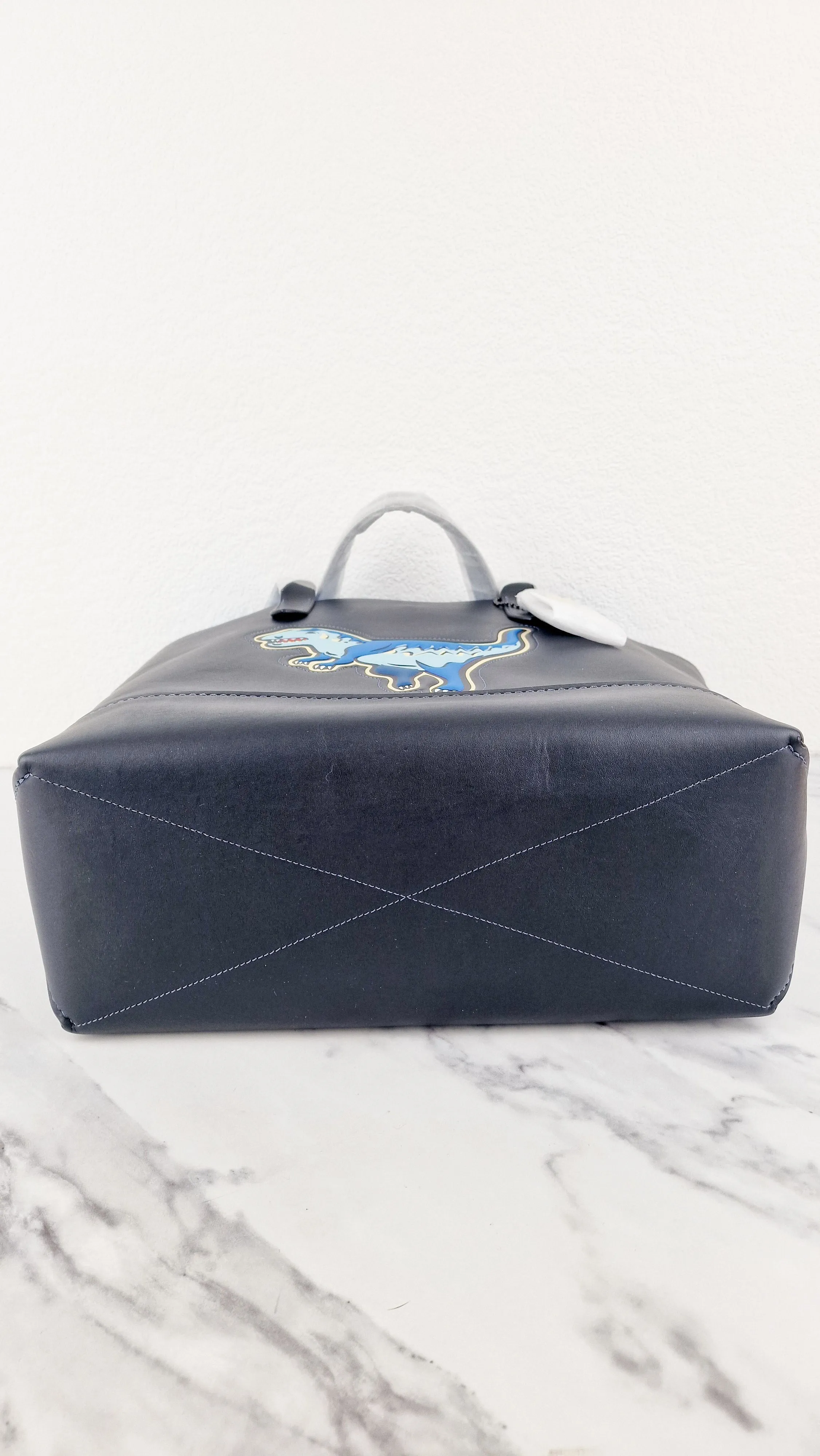 Coach 1941 Gotham Tote Rexy Bag Dark Navy Blue & Black Glovetanned Leather - Shoulder Bag - Coach 11087