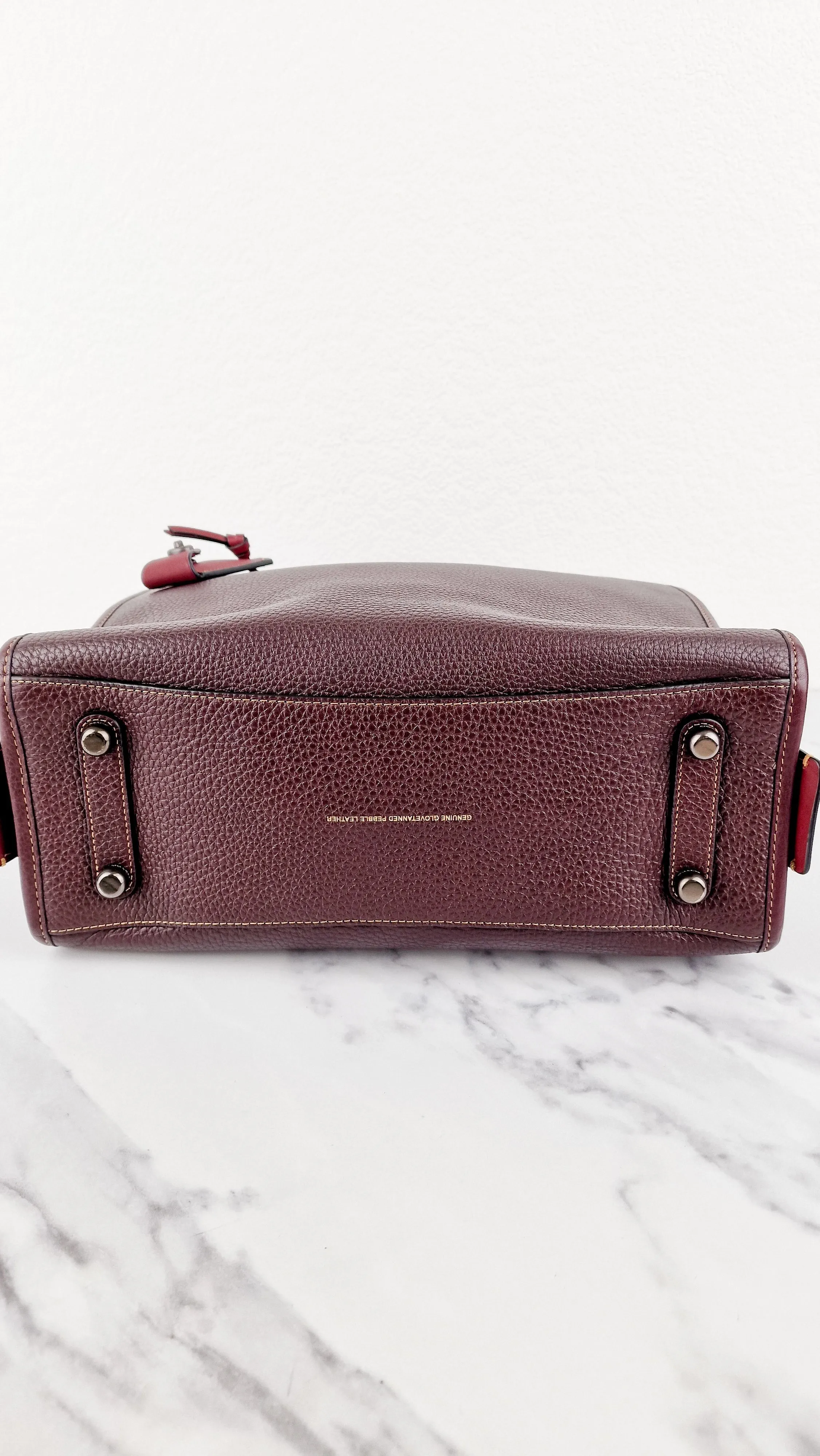 Coach 1941 Rogue 31 Oxblood Brown Pebble Leather Red Suede Lining Satchel Handbag Coach 38124