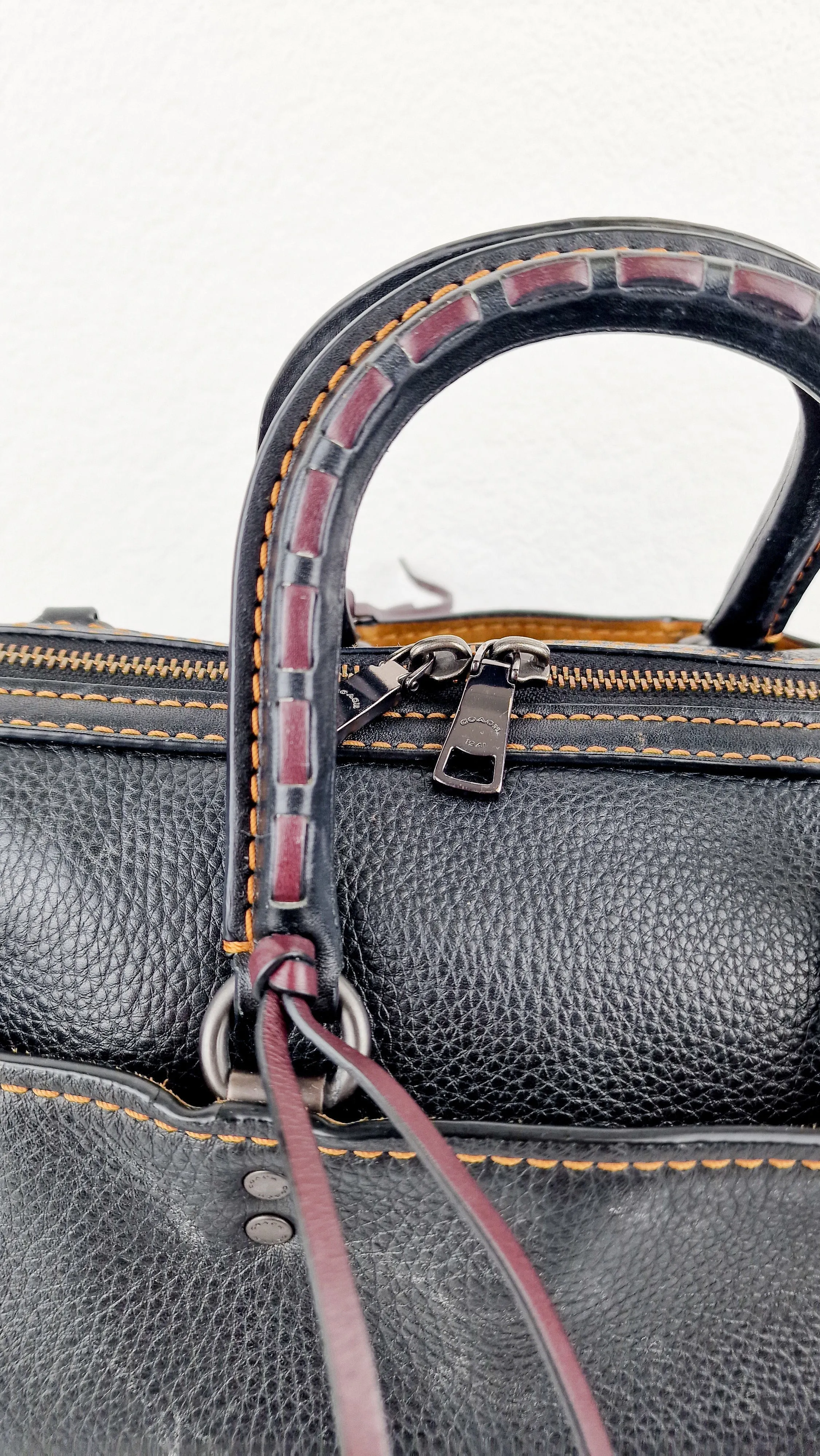 Coach 1941 Rogue Satchel with Embellished Handle - Black Leather Bag - Barrel Bag Coach 86918