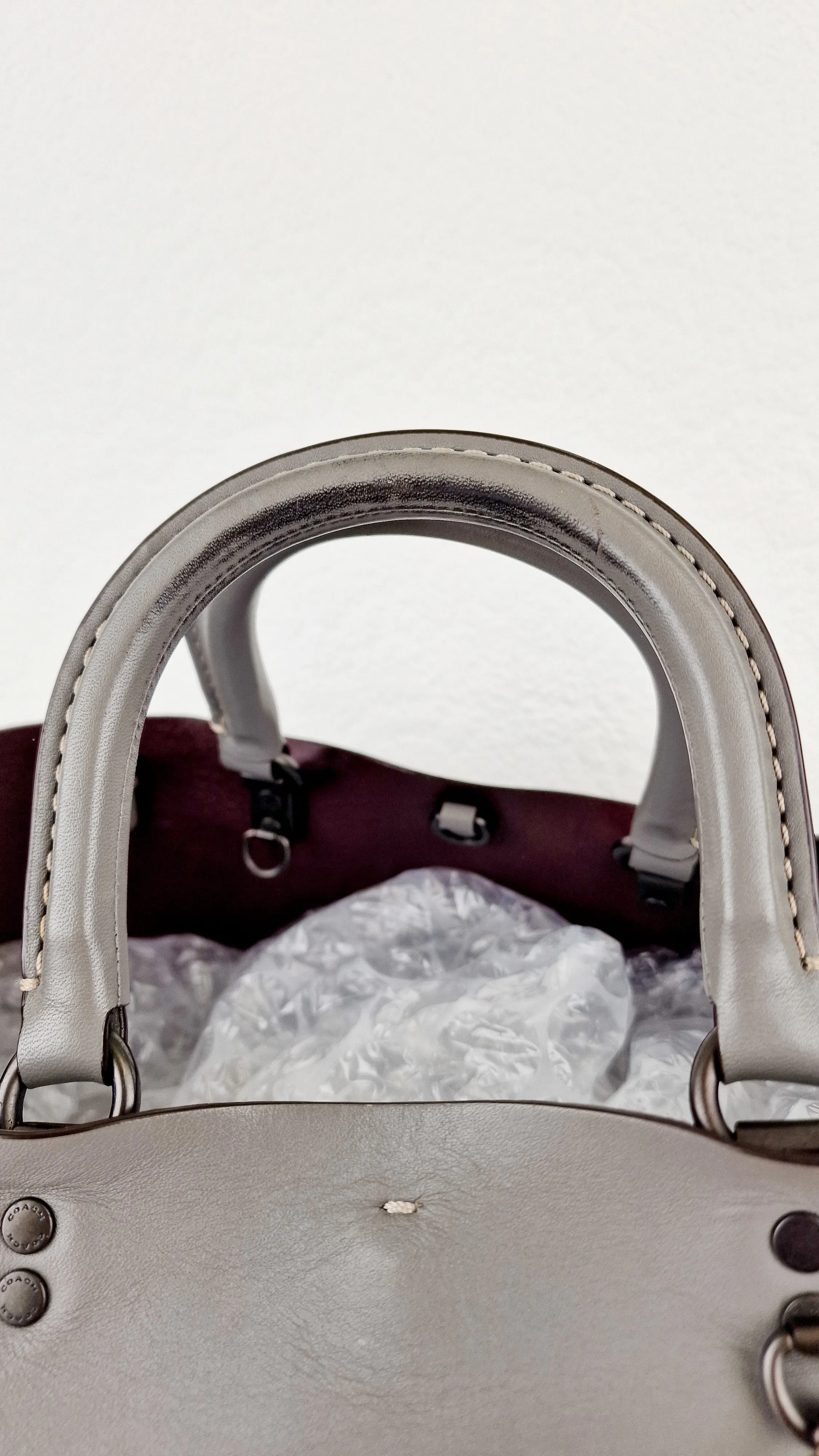 Coach 1941 Rogue Tote Bag Grey Smooth Leather Handbag Shoulder Bag - Coach 59136