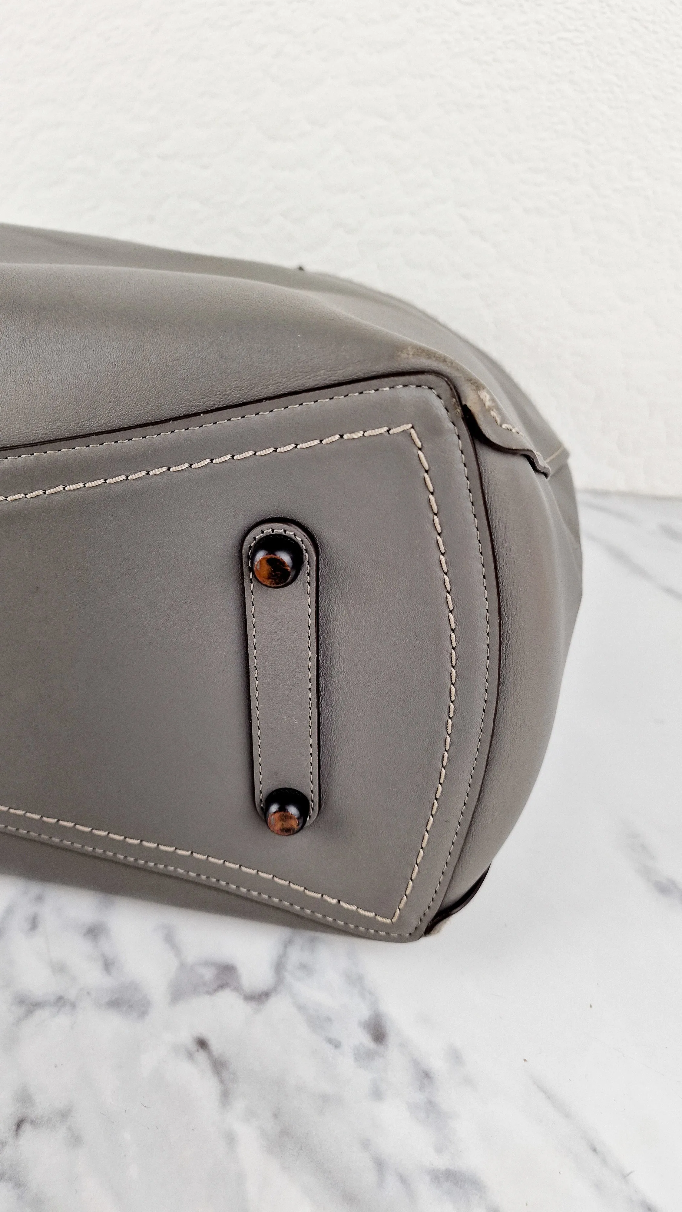 Coach 1941 Rogue Tote Bag Grey Smooth Leather Handbag Shoulder Bag - Coach 59136