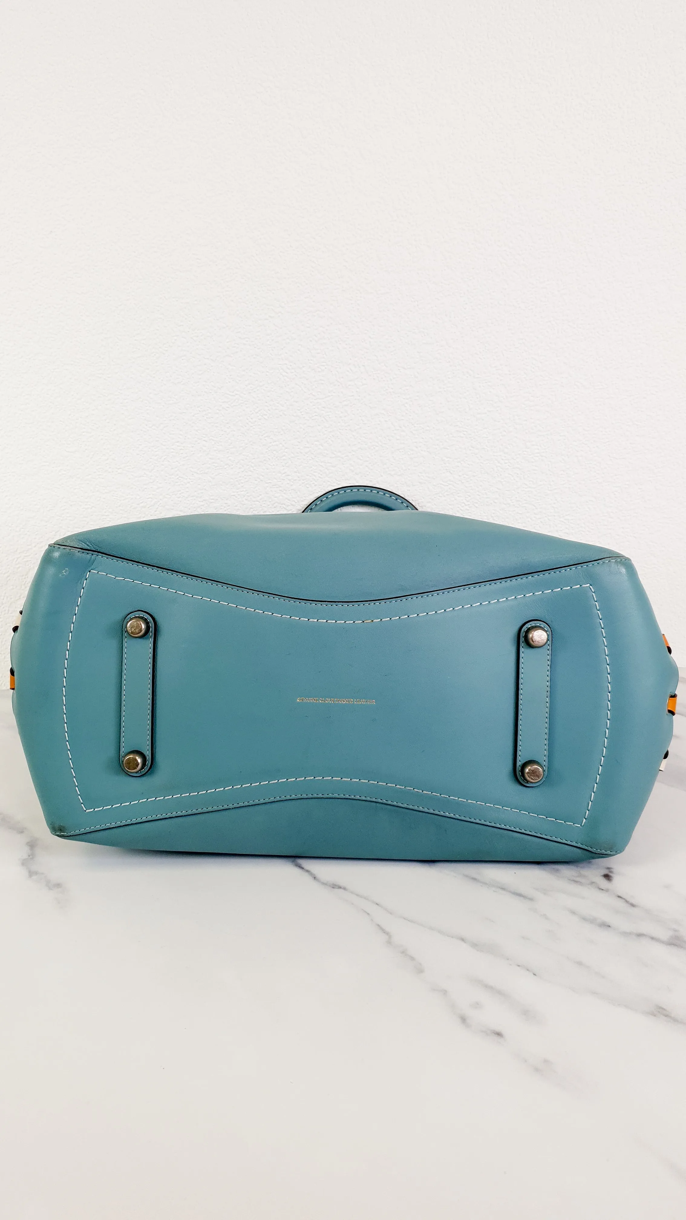 Coach 1941 Rogue Tote Bag With Links in Steel Blue Smooth Leather Handbag Shoulder Bag - Coach 86809