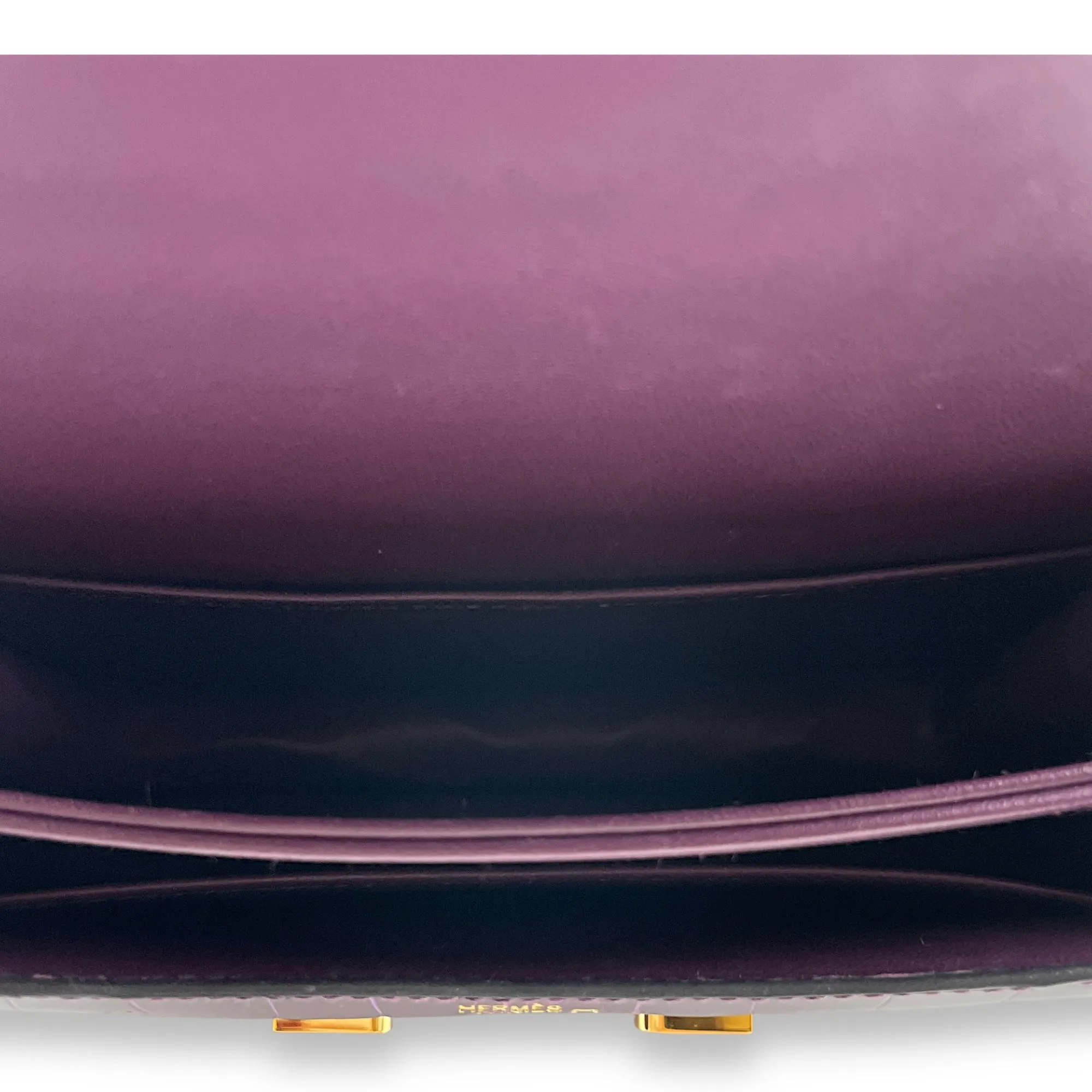 Constance 18 Amethyst in Shiny Alligator, Gold hardware