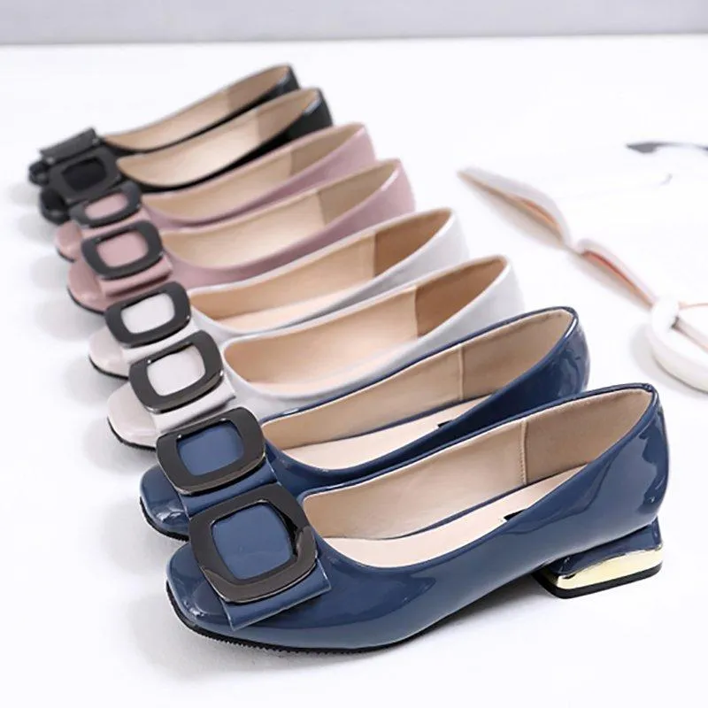 Daily Chunky Heel Low Square Toe Heels