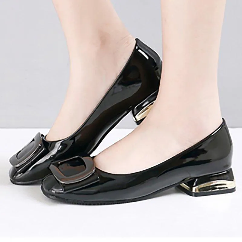 Daily Chunky Heel Low Square Toe Heels