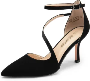 DREAM PAIRS Women's High Heels Strappy Pumps Closed Pointed Toe Stiletto Ankle Strap Party Dress Shoes