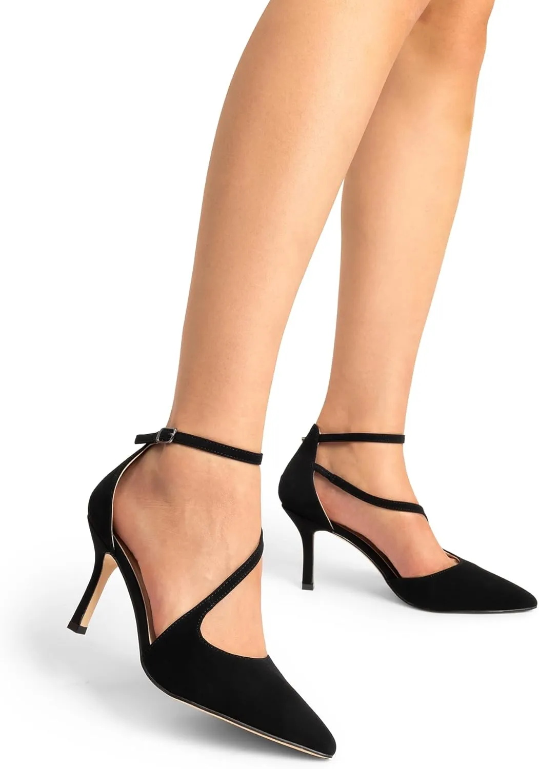 DREAM PAIRS Women's High Heels Strappy Pumps Closed Pointed Toe Stiletto Ankle Strap Party Dress Shoes