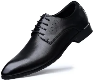 Dress Formal Shoes for Men Lace Up Pointed Toe Vegan Leather Derby Shoes Low Top Block Heel Non Slip Anti-Slip Slip Resistant Wedding