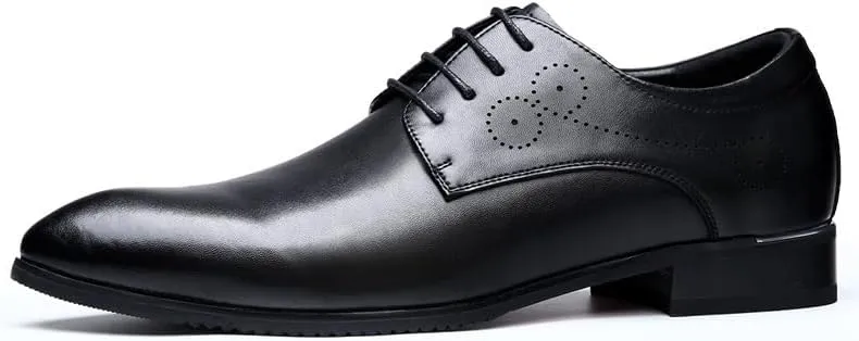 Dress Formal Shoes for Men Lace Up Pointed Toe Vegan Leather Derby Shoes Low Top Block Heel Non Slip Anti-Slip Slip Resistant Wedding