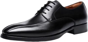 Dress Oxford for Men Lace Up Bike Toe Derby Shoes Vegan Leather Anti-Slip Rubber Sole Block Heel Non Slip Low Top Business (Color : Black, Size : 11.5)