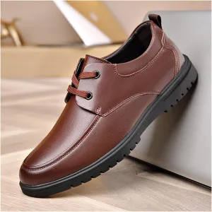 Dress Oxford Shoes for Men Lace Up Breathable Round Apron Burnished Toe Vegan Leather Slip Resistant Anti-Slip Non Slip Classic (Color : Brown, Size : 8.5)