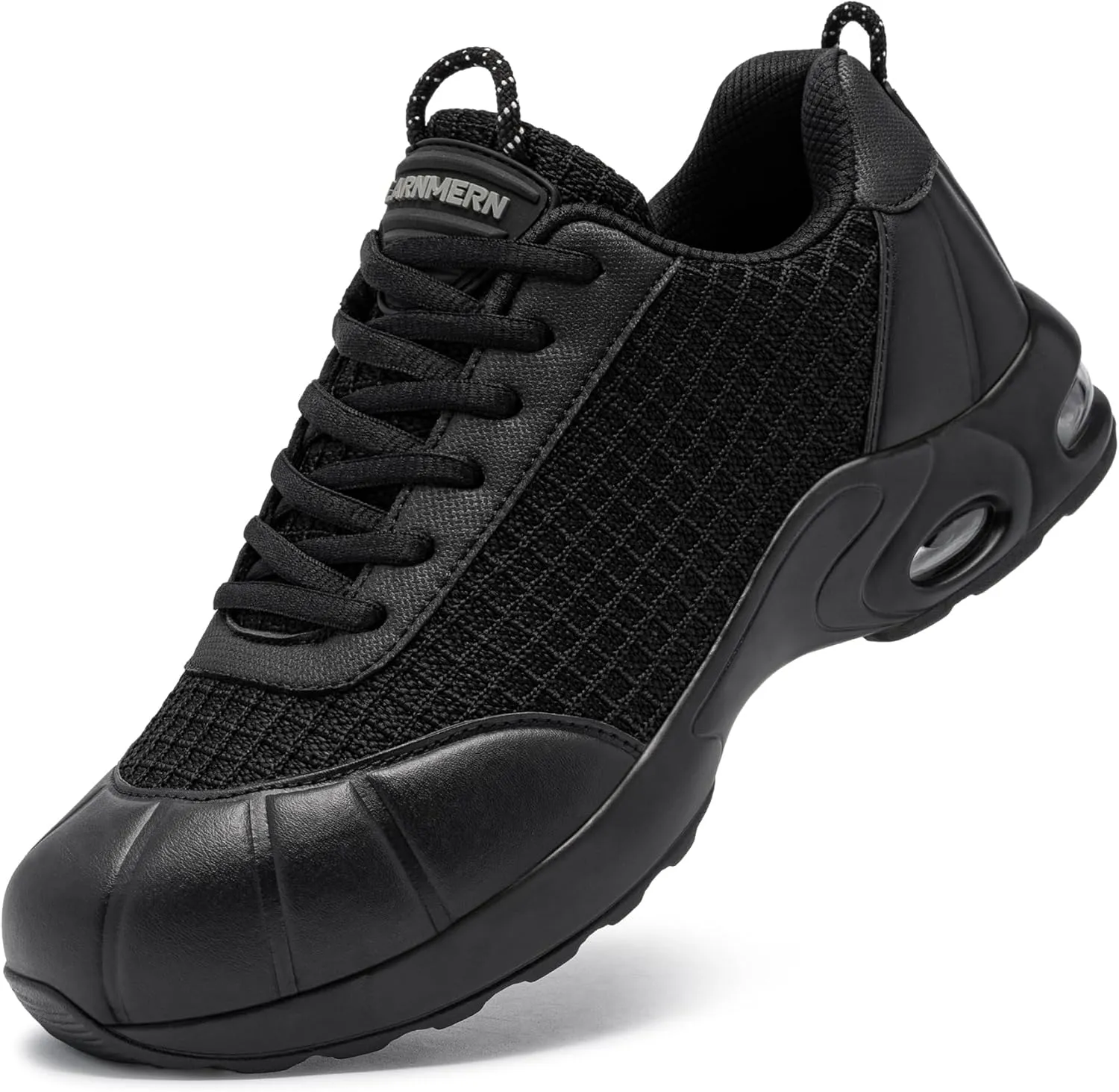 DYKHMILY Steel Toe Shoes for Men Air Cushion Safety Shoe Pull On Comfortable Work Breathable Lightweight Tennis Sneakers